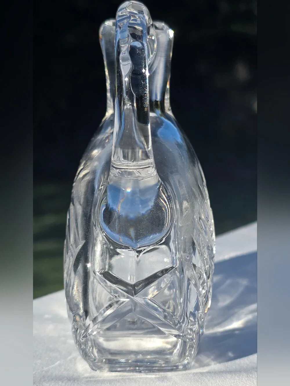 Vintage Cut Crystal Oil Vinegar Cruet Pinwheel Hobstar 4.75” No Stopper